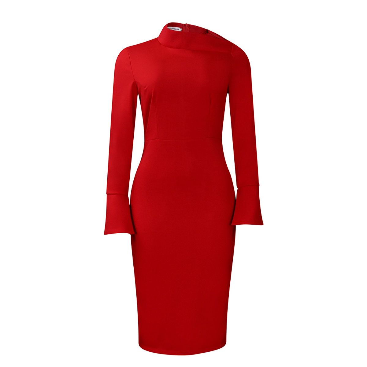TIOZONEY - Vestido a la cadera con cuello oblicuo para mujer