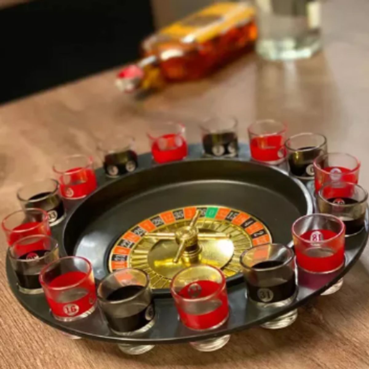 GENERICO - Set Ruleta De Shots Tragos P/ Jugar En El Carrete 16 Vasitos