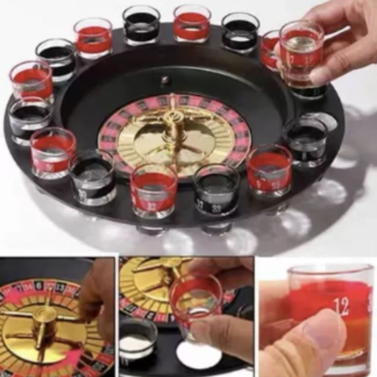 GENERICO - Set Ruleta De Shots Tragos P/ Jugar En El Carrete 16 Vasitos