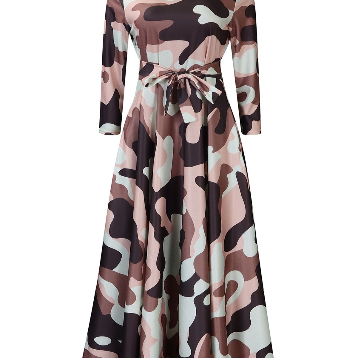TIOZONEY - Vestido estampado con cordones para mujer