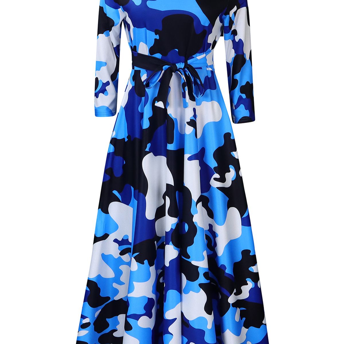 TIOZONEY - Vestido estampado con cordones para mujer