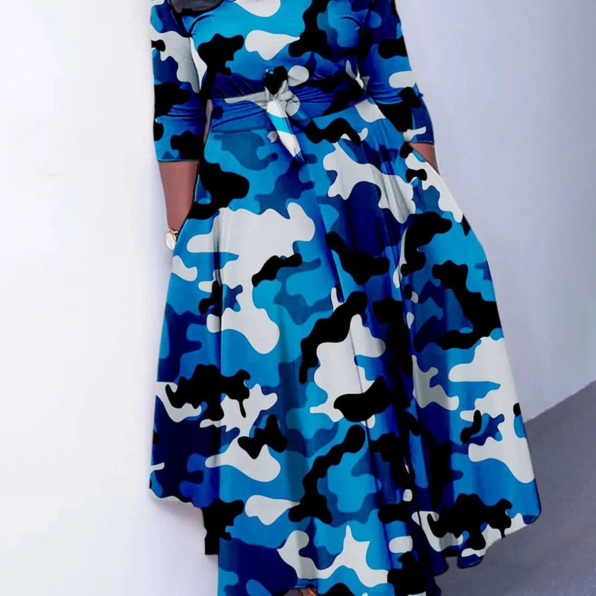 TIOZONEY - Vestido estampado con cordones para mujer