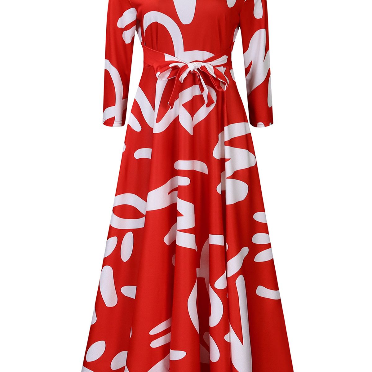 TIOZONEY - Vestido estampado de mujer con cuello redondo y cordones