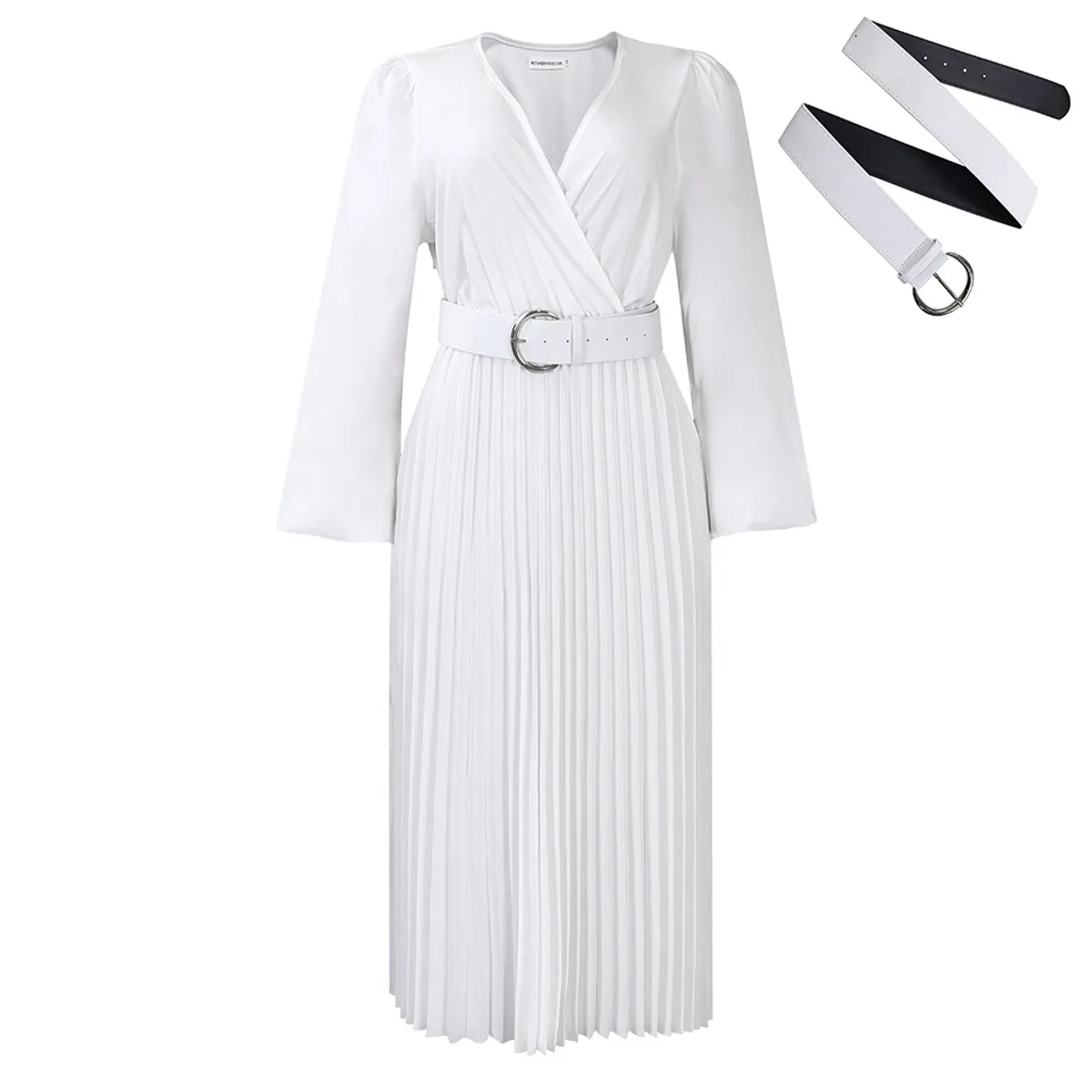 TIOZONEY - Vestido largo de manga larga y cuello en V