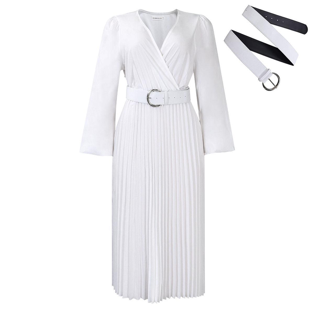 TIOZONEY - Vestido largo de manga larga y cuello en V