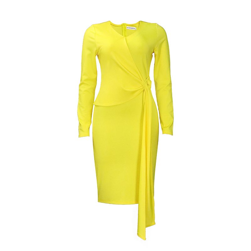 TIOZONEY - Vestido lápiz de manga larga y cuello en V para mujer.-