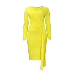 TIOZONEY - Vestido lápiz de manga larga y cuello en V para mujer.-