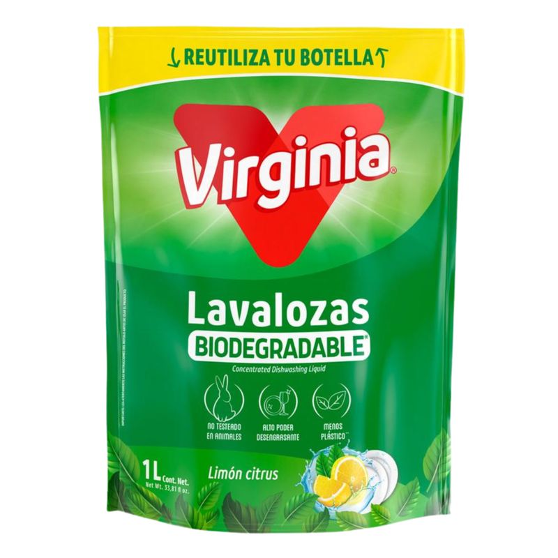 VIRGINIA - Pack 7 Virginia Lavaloza Biodegradable Limón Citrus 1 Lt