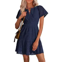 TIOZONEY - Vestido corto de verano -azul marino.-