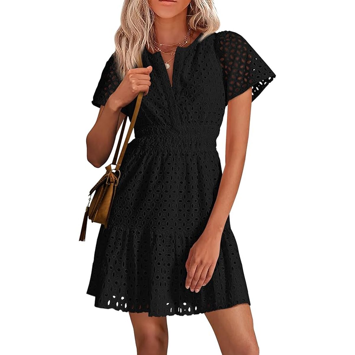 TIOZONEY - Vestido corto de verano - Negro
