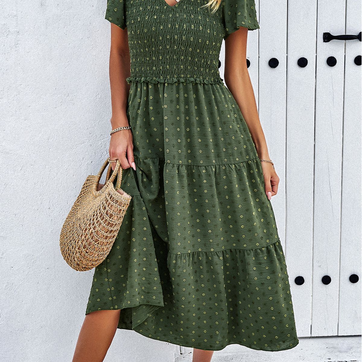 TIOZONEY - Vestido Largo Mujer-Verde
