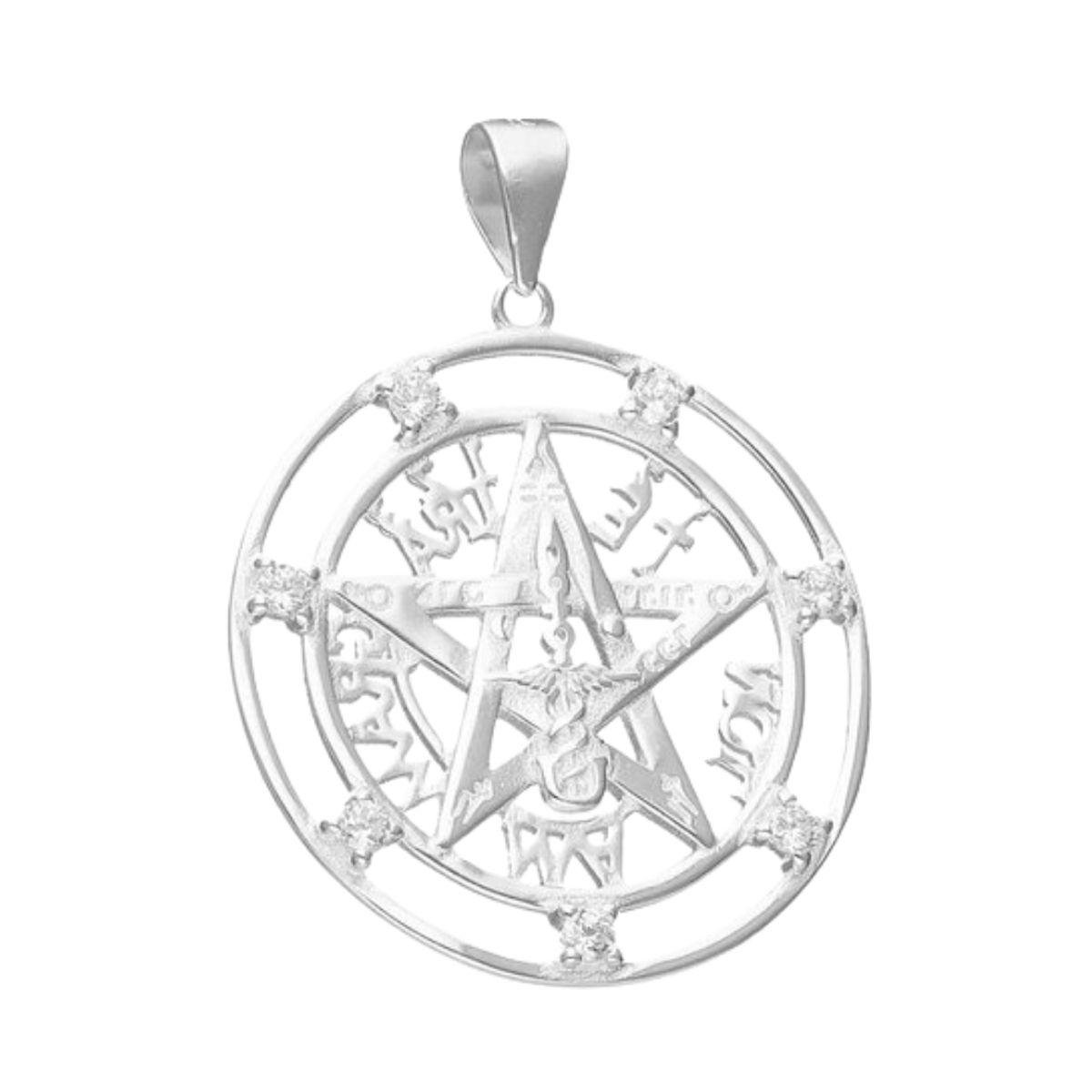 GENERICO - Colgante de Plata Tetragrammaton con Circones de 24 mm