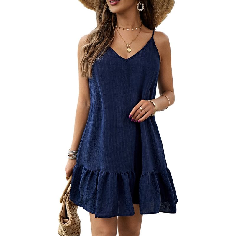 TIOZONEY - Vestido Midi Mujer -Azul