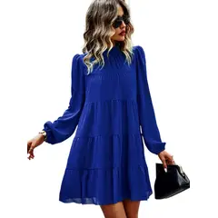 TIOZONEY - Vestido Midi Mujer -Azul.-