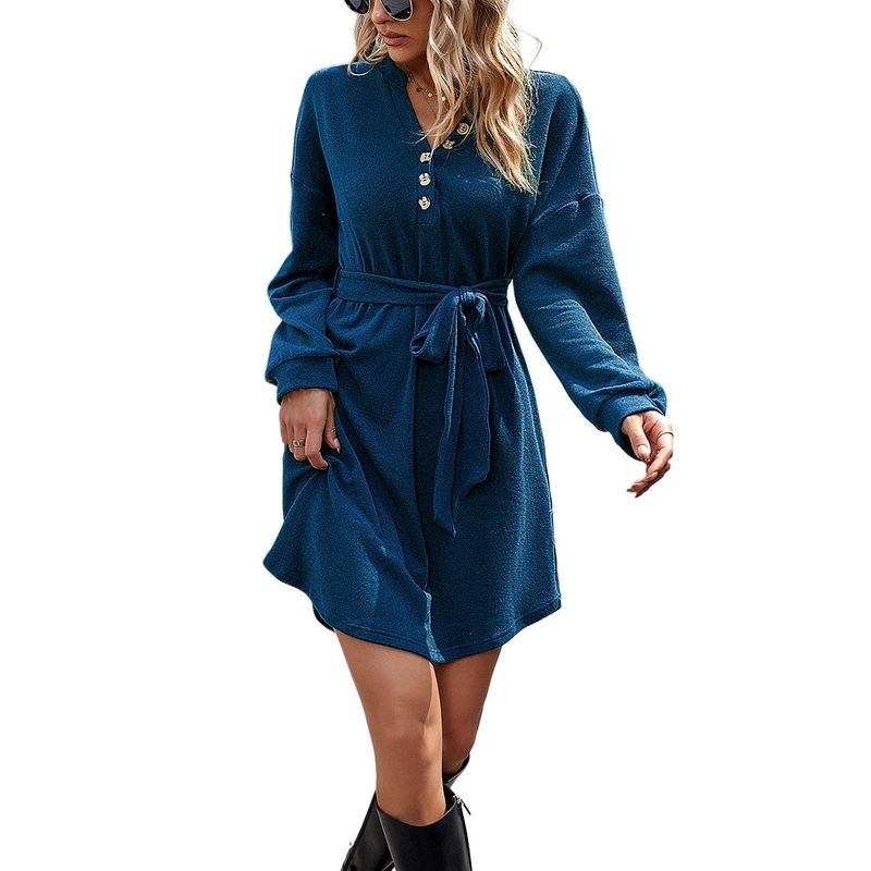 TIOZONEY - Vestido Midi Mujer -Azul.-