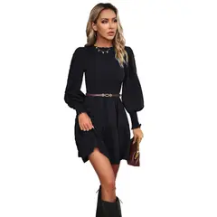 TIOZONEY - Vestido Midi Mujer -Negro