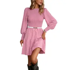 TIOZONEY - Vestido Midi Mujer -Rosa