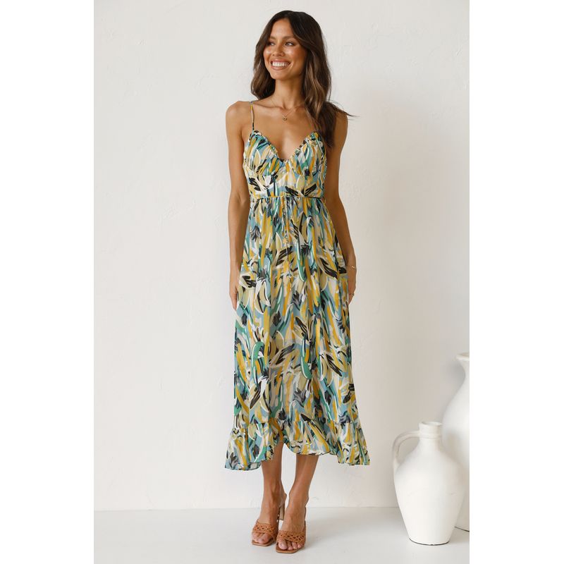 TIOZONEY - Vestido Midi Mujer -Verde.-