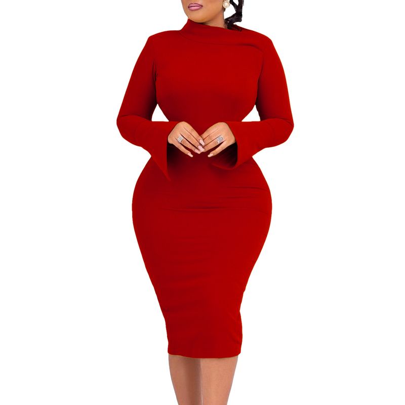 TIOZONEY - Vestido a la cadera con cuello oblicuo