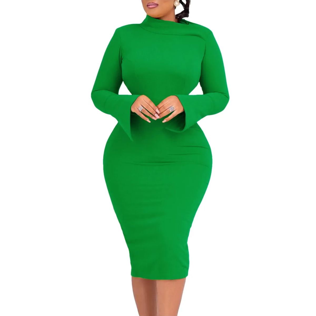 TIOZONEY - Vestido a la cadera con cuello oblicuo