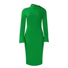 TIOZONEY - Vestido a la cadera con cuello oblicuo para mujer