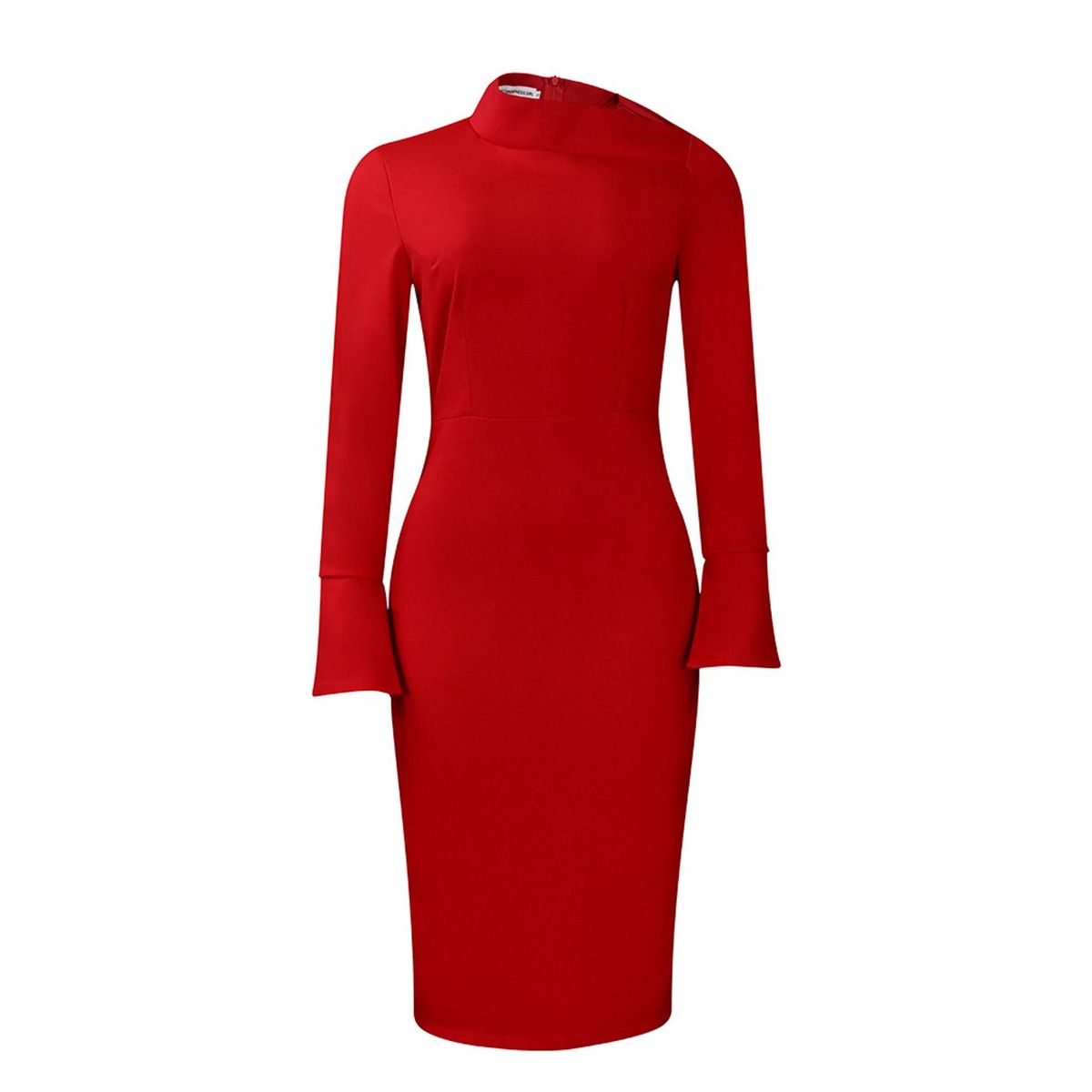 TIOZONEY - Vestido a la cadera con cuello oblicuo para mujer