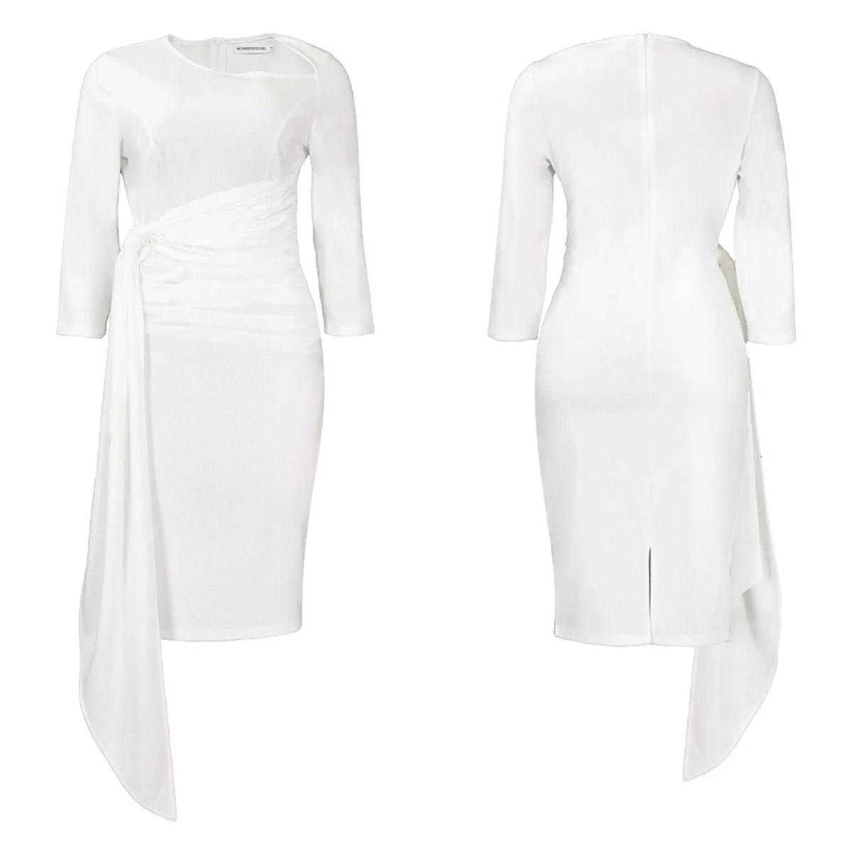 TIOZONEY - Vestido a la cadera con cuello oblicuo para mujer