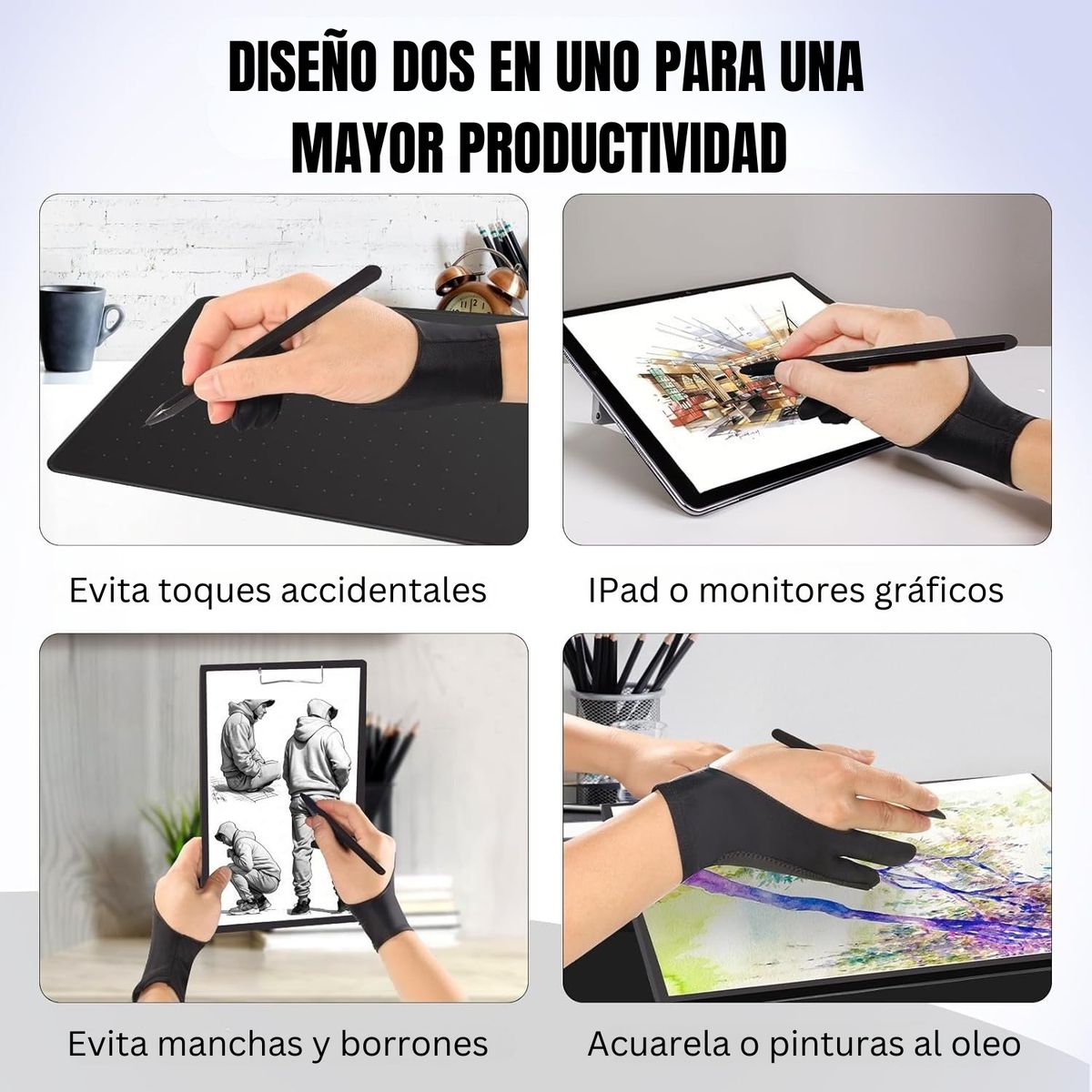 GENERICO - Guante Artista Tableta Gráfica Dibujo Reduce Fricción Sudor