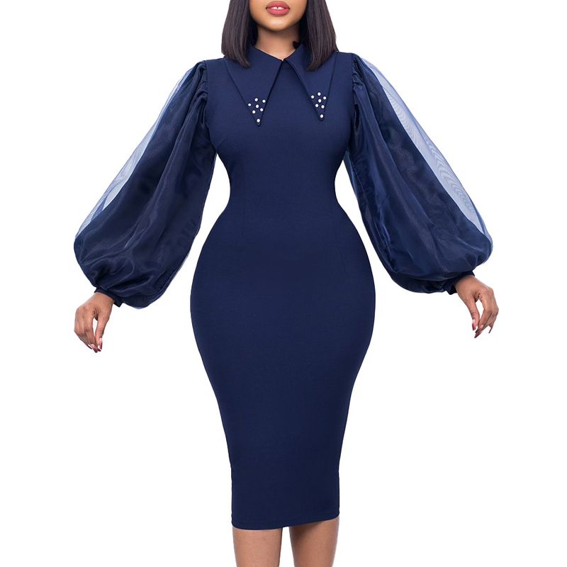 TIOZONEY - Vestido de cuentas con escote de mujer
