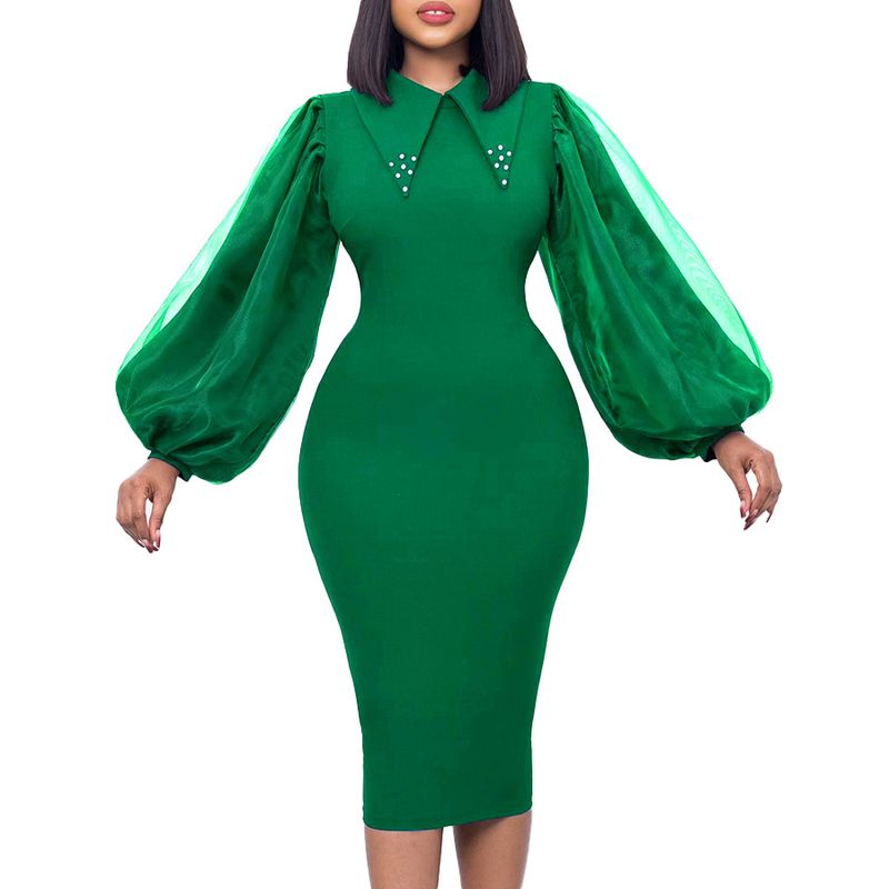 TIOZONEY - Vestido de cuentas con escote de mujer