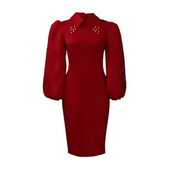 TIOZONEY - Vestido de cuentas con escote de mujer