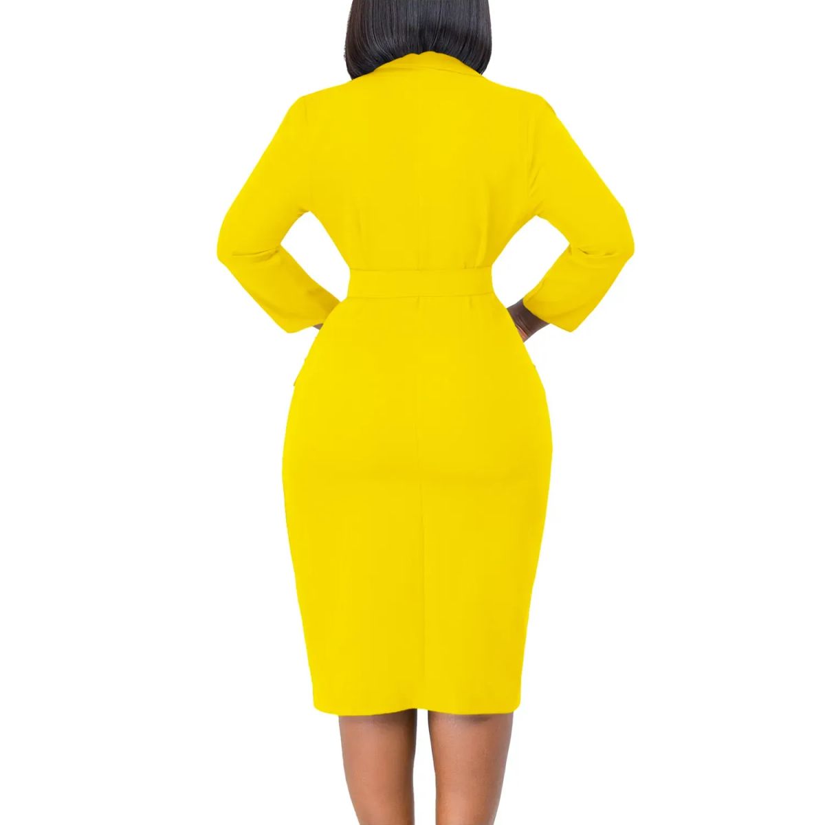 TIOZONEY - Vestido de mujer con cuello de traje y cinturón
