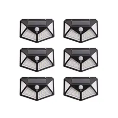 PRO OUTDOOR - Pack 6 Aplique Triangular 100 Led Solar Contra Agua