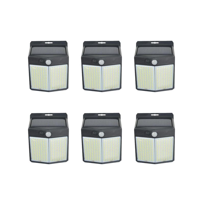 PRO OUTDOOR - Pack 6 Aplique 196 Led Solar Contra Agua