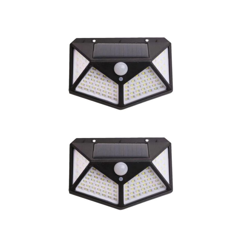 PRO OUTDOOR - 2 Aplique Triangular 100 Led Solar Contra Agua
