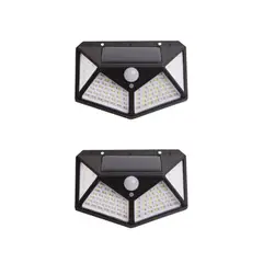 PRO OUTDOOR - 2 Aplique Triangular 100 Led Solar Contra Agua