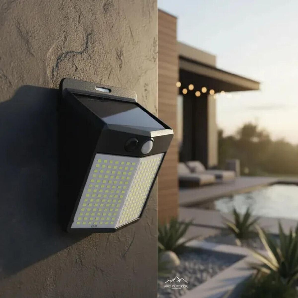 PRO OUTDOOR - Pack 2 Aplique 196 Led Solar Contra Agua