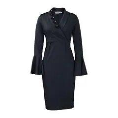 TIOZONEY - Vestido de mujer con mangas acampanadas y escote a la cadera.-