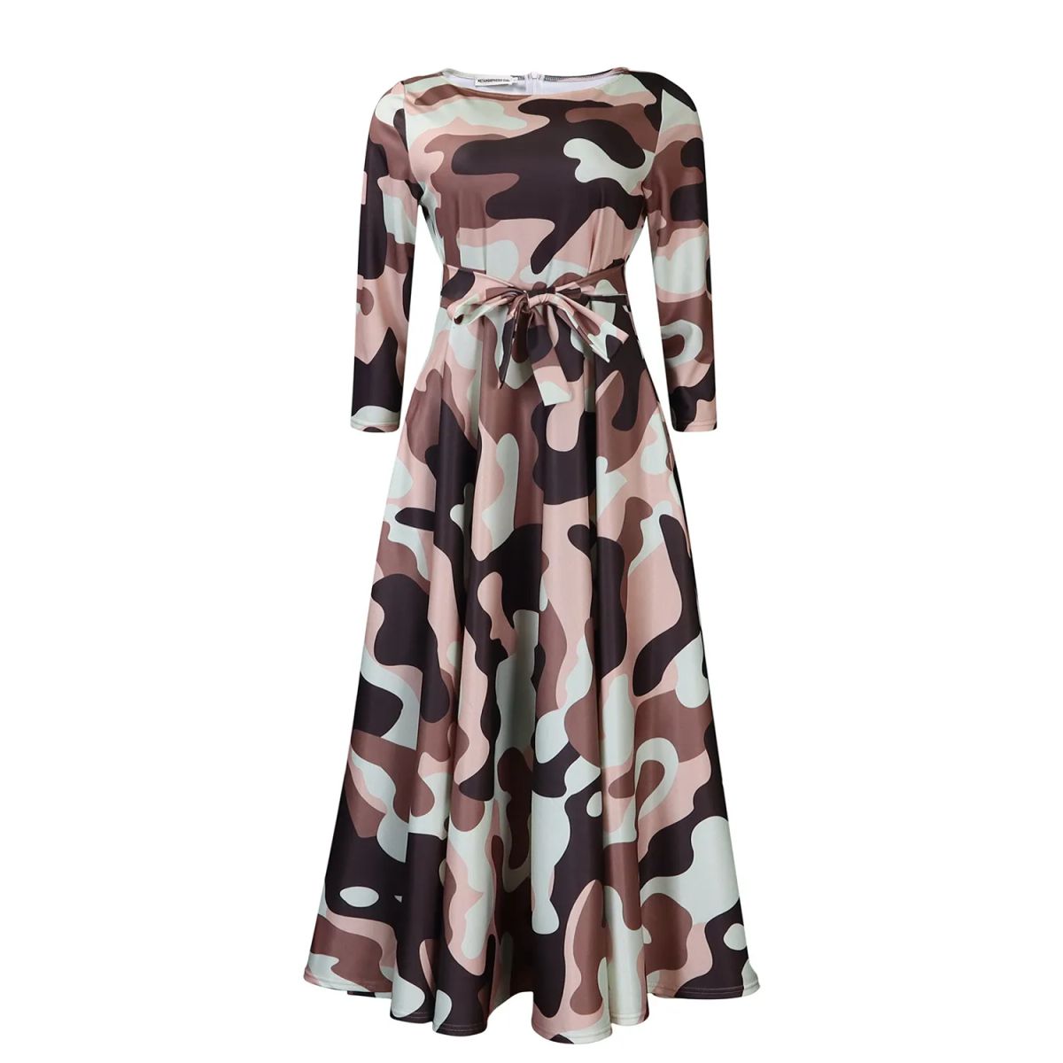 TIOZONEY - Vestido estampado con cordones para mujer