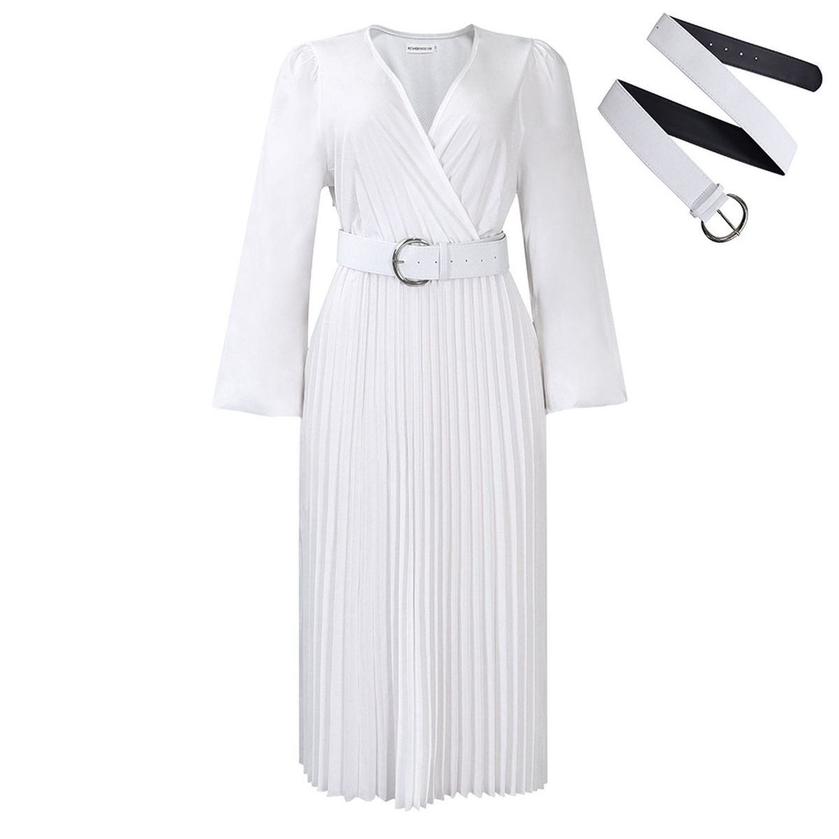 TIOZONEY - Vestido largo de manga larga y cuello en V