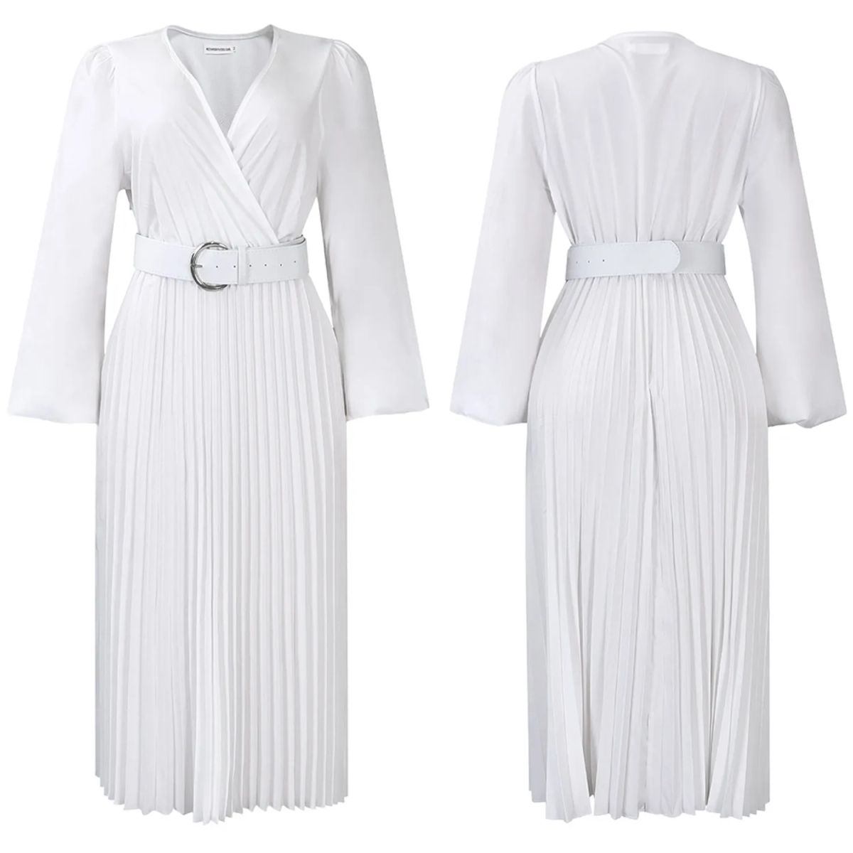 TIOZONEY - Vestido largo de manga larga y cuello en V