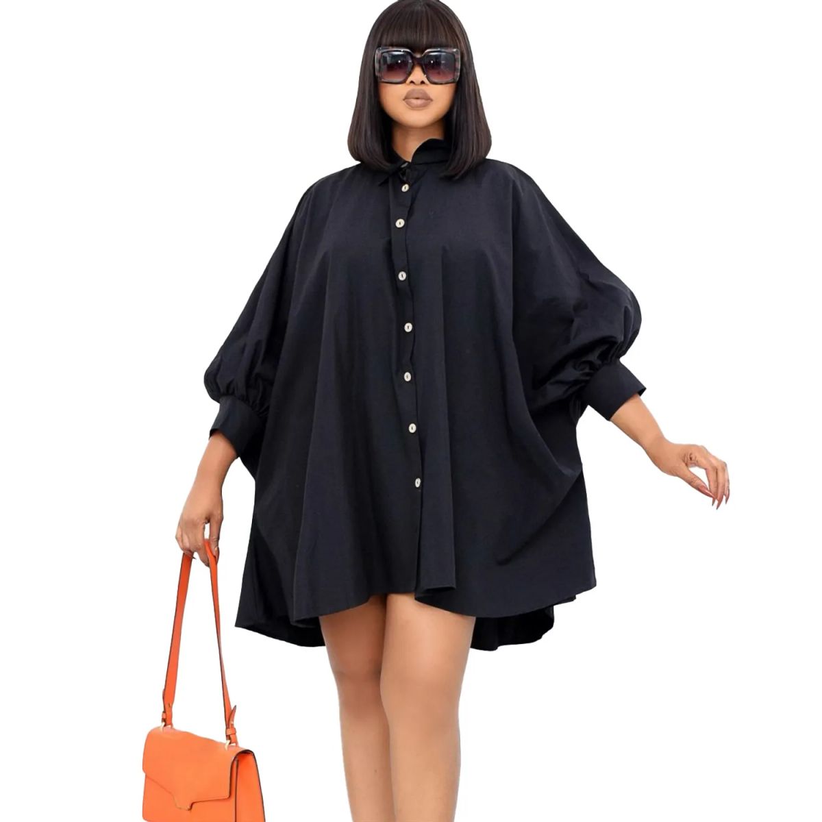 TIOZONEY - Vestido suelto con solapa para mujer