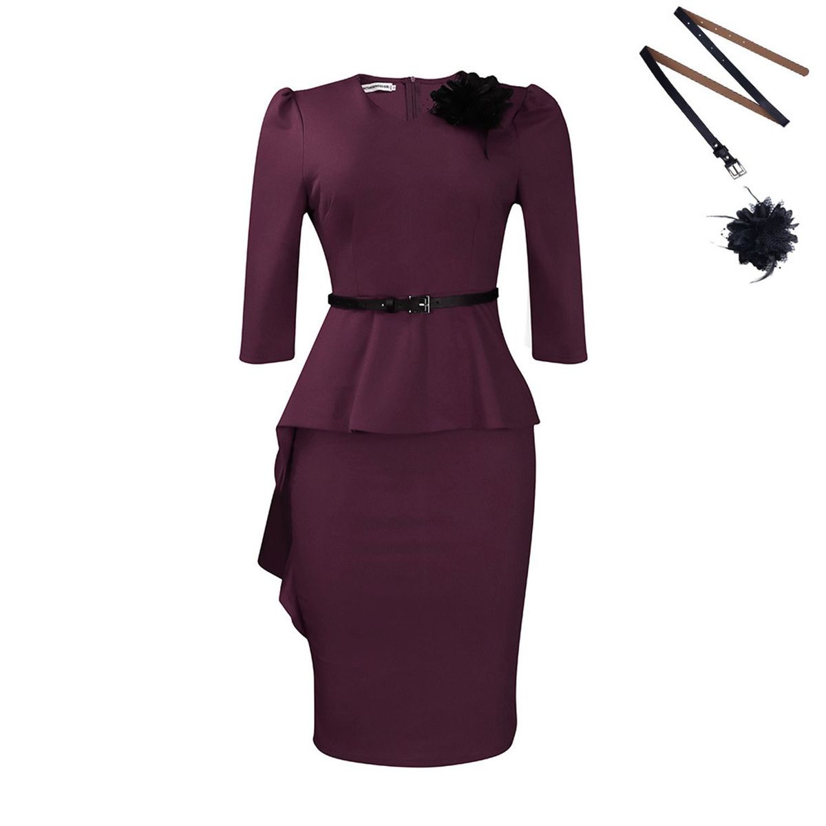 TIOZONEY - Vestido vintage de mujer con cuello en V