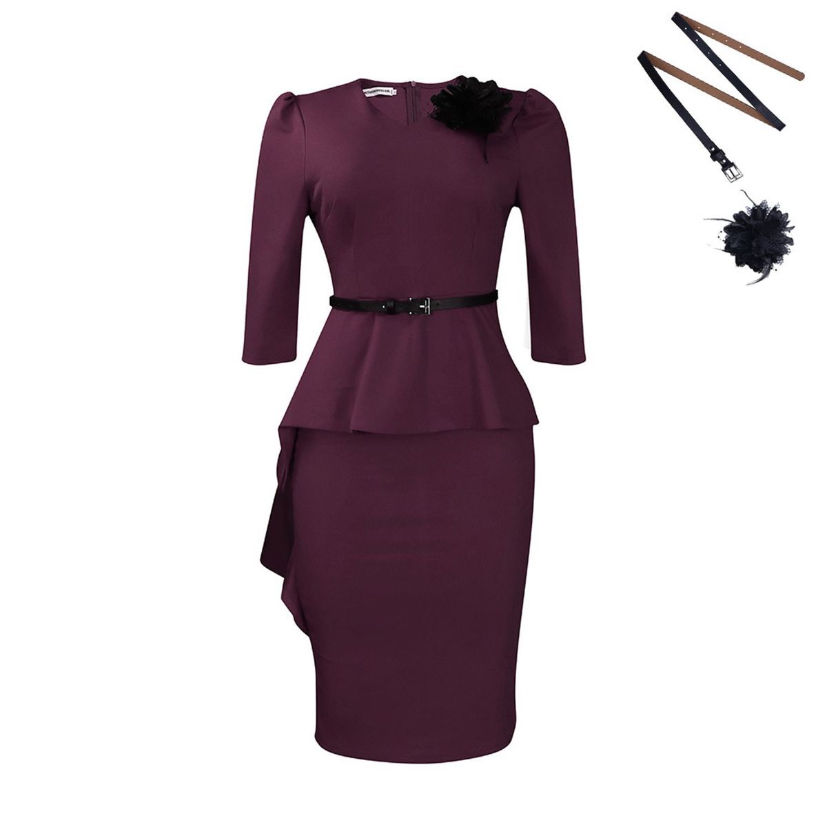 TIOZONEY - Vestido vintage de mujer con cuello en V
