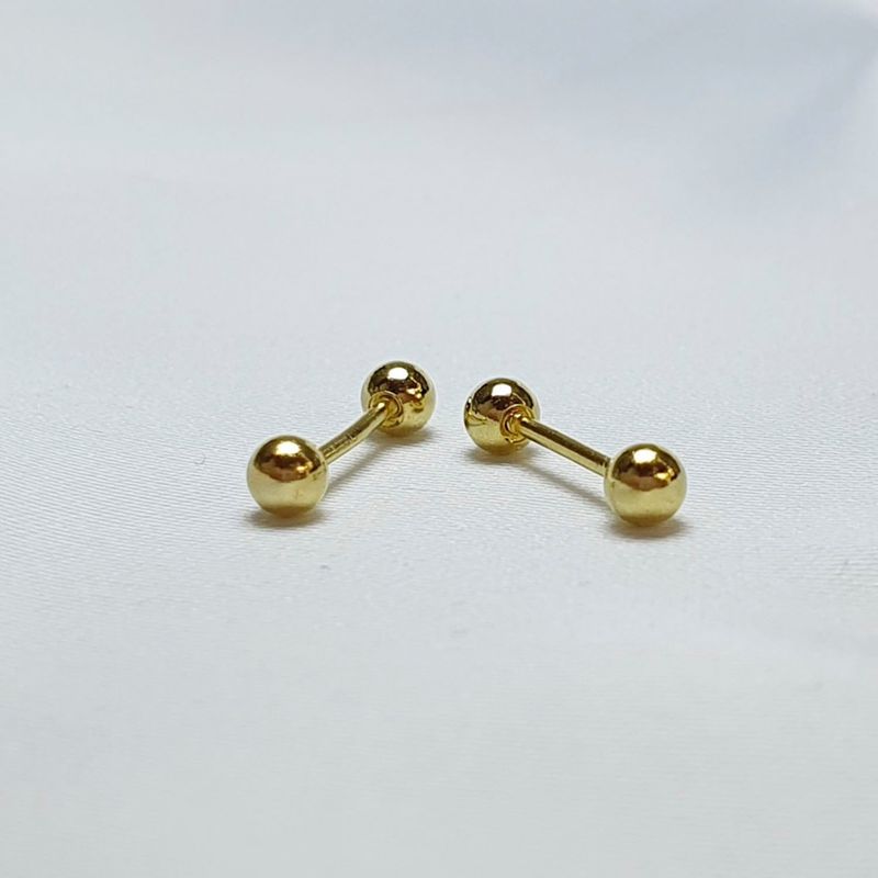 GENERICO - Aro de Pelotita Plata 925 con tope con baño de oro amarillo con tope