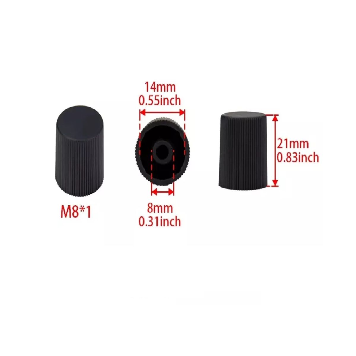 AMERICAN AIR - (Pack 10 Unid) Tapa Valvula Servicio 13mm Alta M8x1.0 Negra