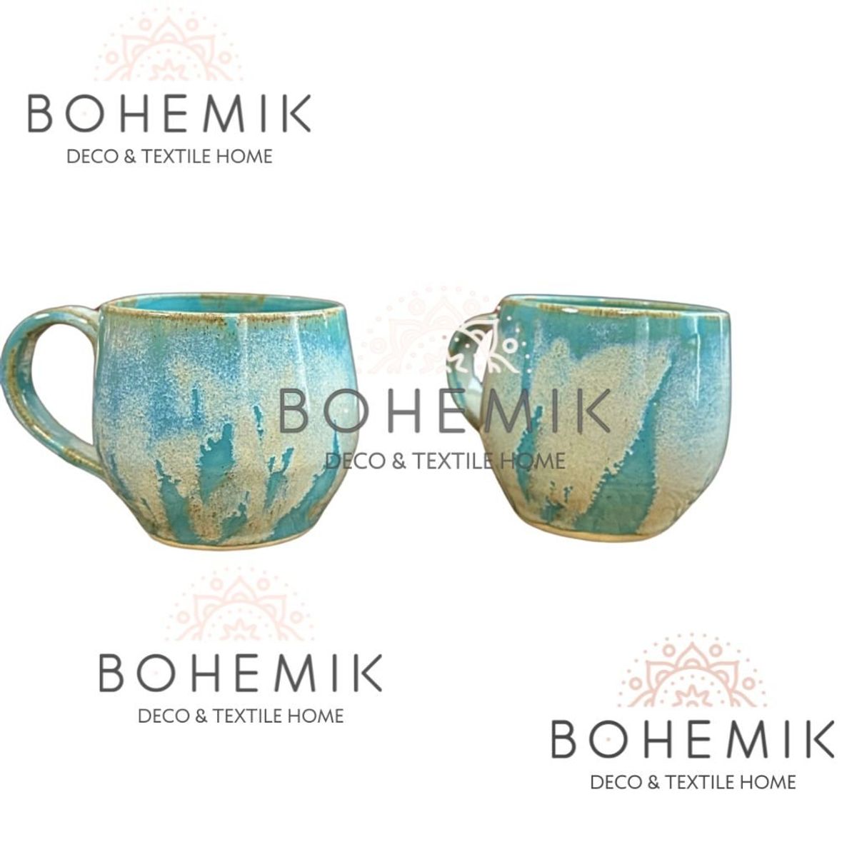 GENERICO - Set 2 Mug color Esmeralda Cerámica Gres