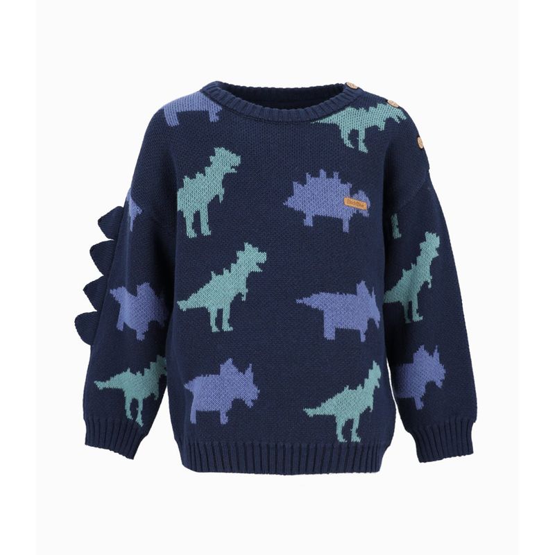 BLACK AND BLUE - Chaleco bebés con dinosaurio azul marino Black and Blue