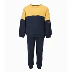 BLACK AND BLUE - Buzo niño tricolor mostaza