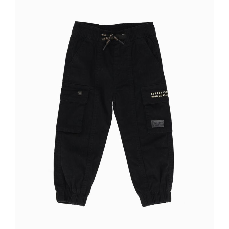 BLACK AND BLUE - Pantalón bebés jogger negro Black and Blue